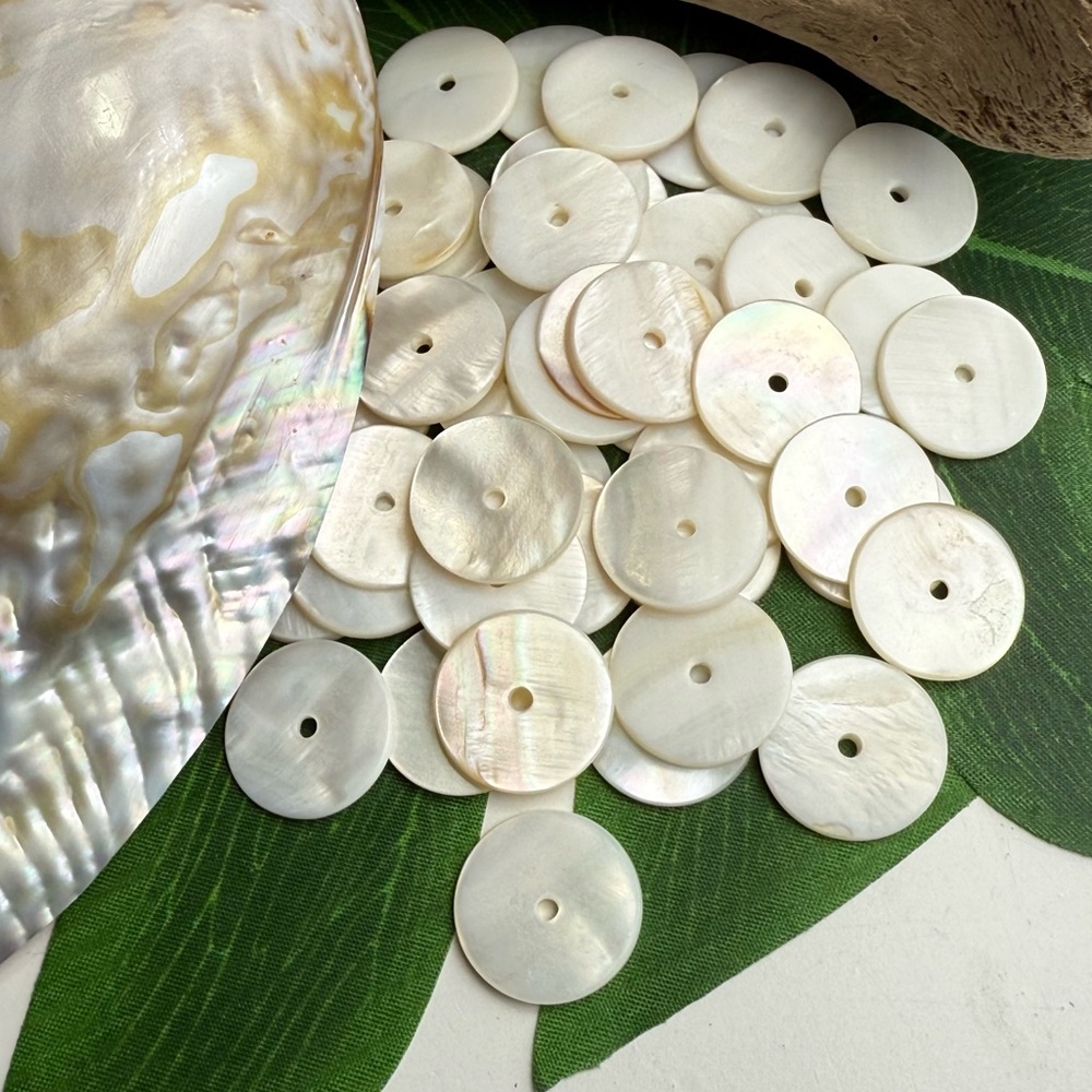 Circle Coin Button Real Mother of Pearl Shell Beads White DIY JEWELRY MAKING